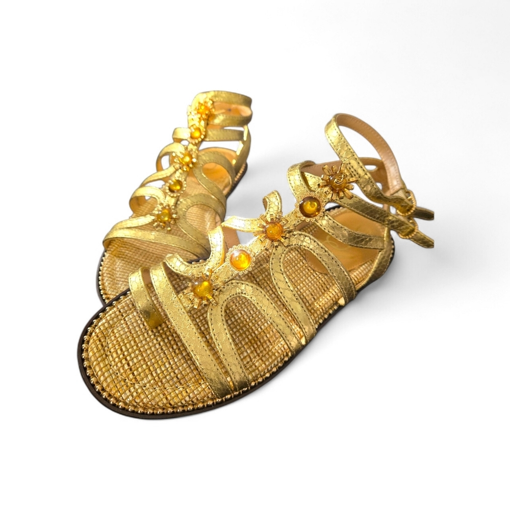 Sam Edelman ● Tiana Gold Gladiator Sandals - Picture 2 of 4